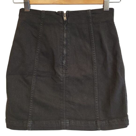 Free People Black Denim Mini Skirt Women‎ Grunge Goth Festival Utility Size 0 - Picture 2 of 7